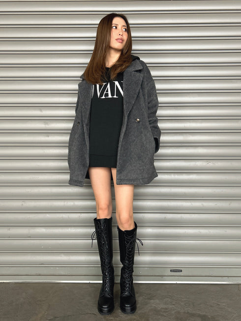 シャギーダブルミドル丈コート